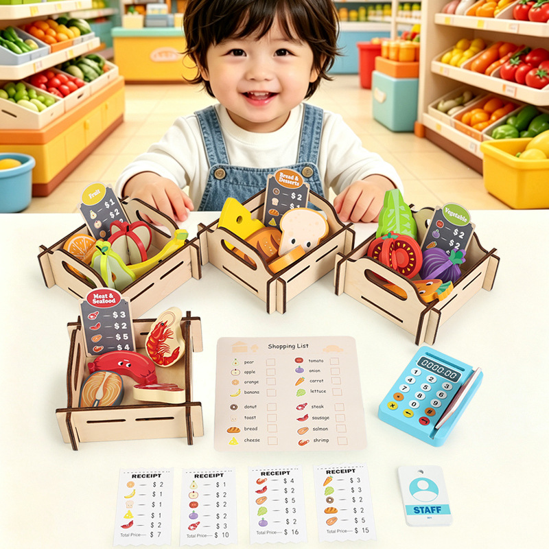 Wooden Supermarket Pretend Pla - Toy Cash Register review and price